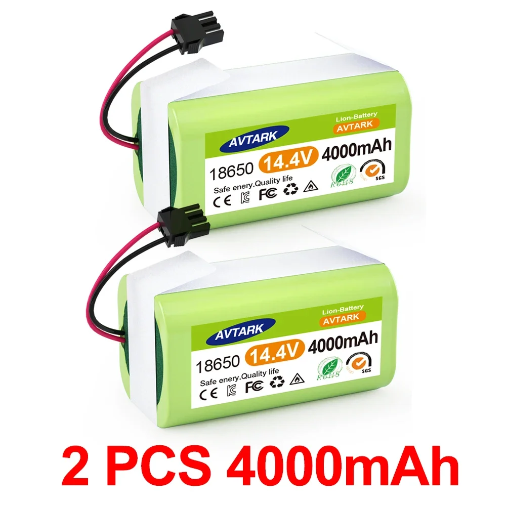 2 Pcs 14.4V 4000mAh Li-ion Replacement Battery for Conga Excellence 990 950 1090 1790 1990 Ecovacs Deebot N79 N79S Eufy RoboVac