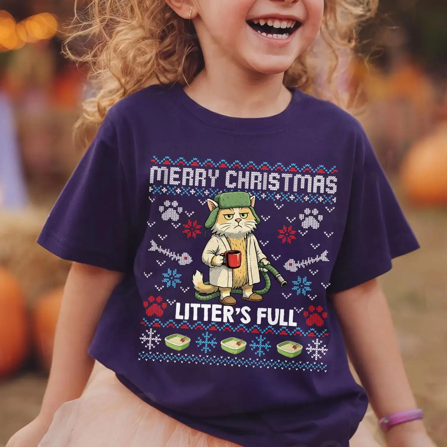 Litter's Full Christmas Vacation Cat T-shirt, Litters Full Cat Xmas Shirt, Funny Christmas tee Shirt Gifts