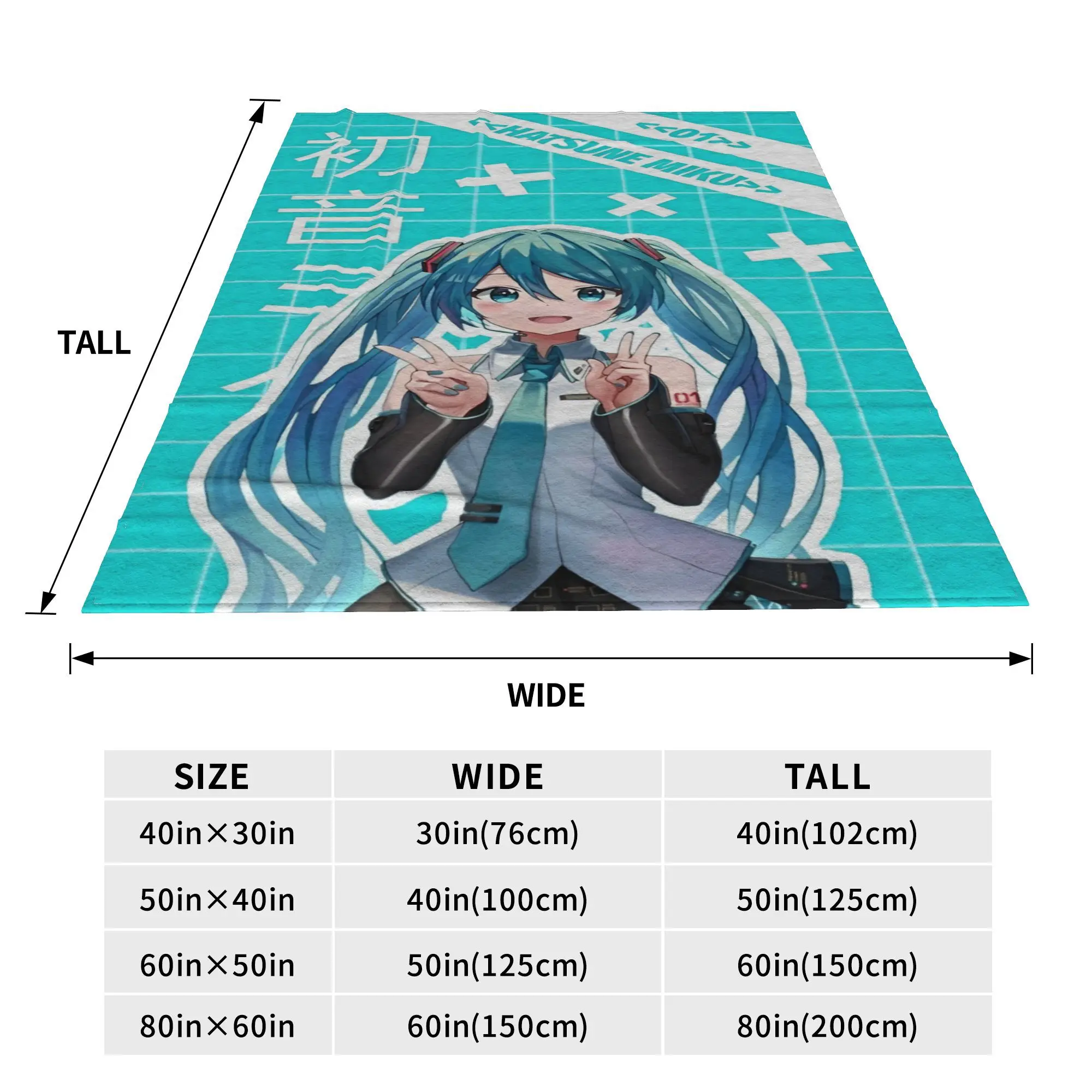 Hatsune Miku cantante musica anime Coperta di diverse dimensioni Coperte comode e leggere per divano divano e letto