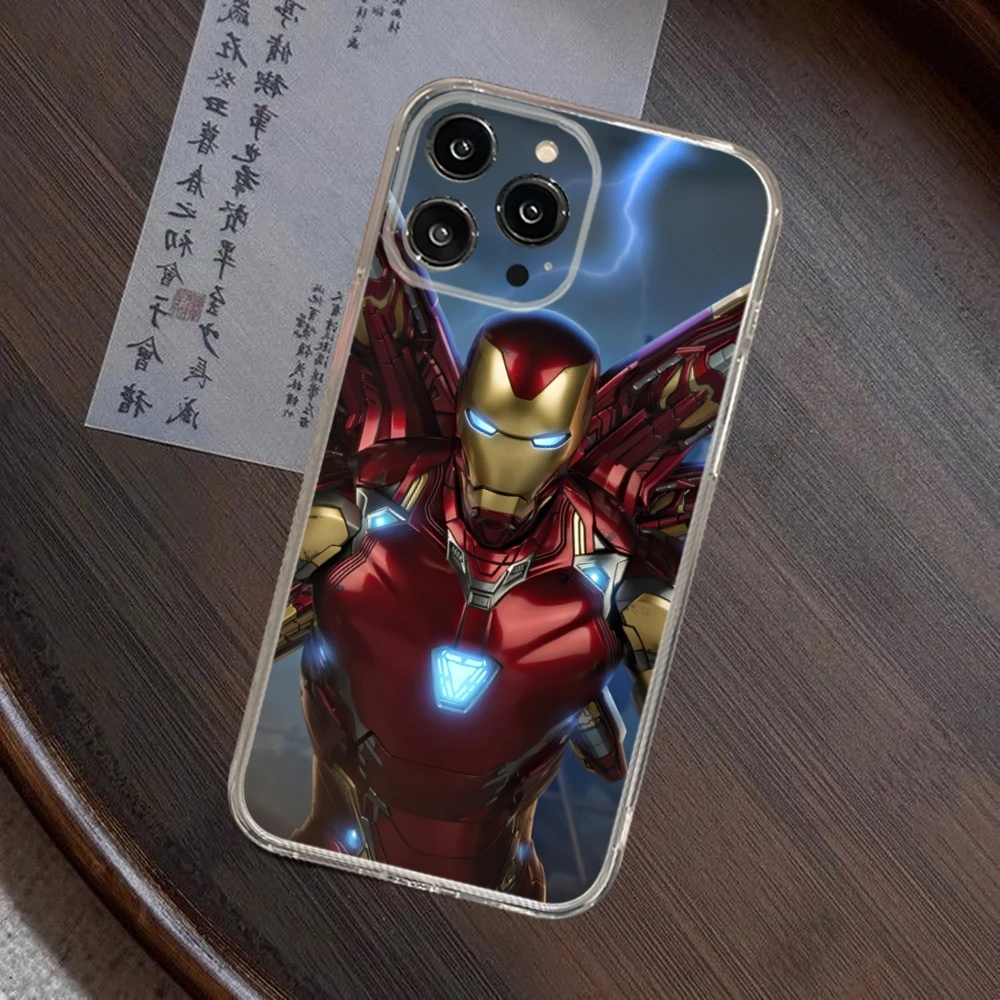 L-Iron M-Man Phone Case for iphone 15 14 13 12 Pro Mini 11 Max Xr X Xs 8 Plus 7 Transparent silicone