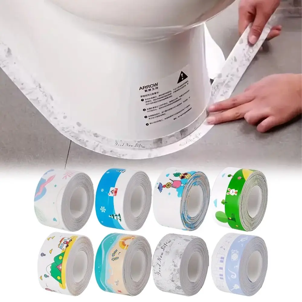 3.2m/Roll Seam Adhesive Tape PVC Anti-Mildew Caulk Tape Self Adhesive Waterproof Kitchen Sealant Strip for Corner Gap