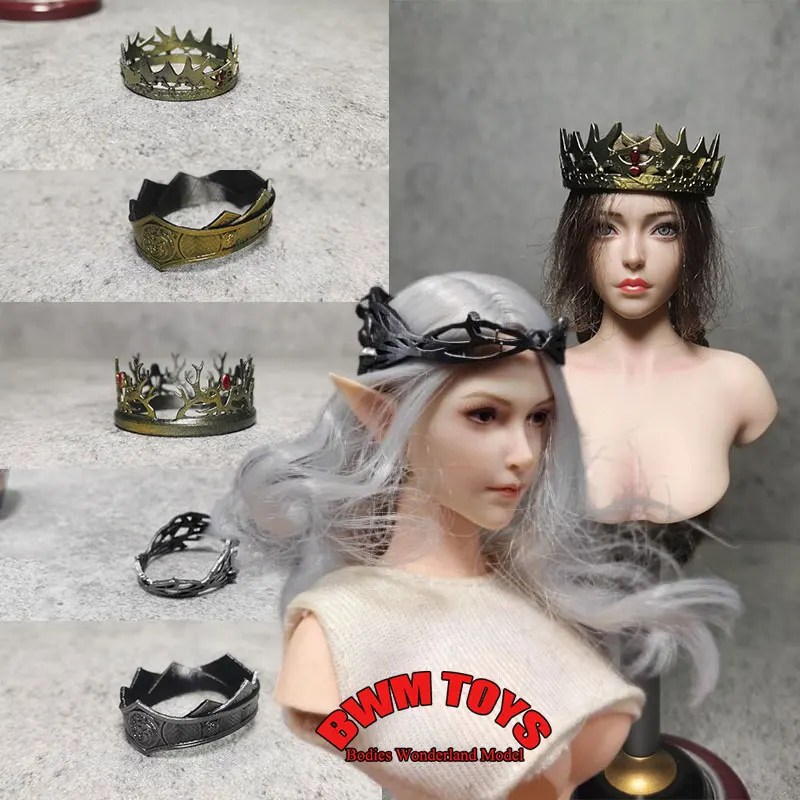 1/6 Scale Soldier Head Sculp Accessories Mini Elves Queen Helmet Crown For 12inch Action Figure Doll