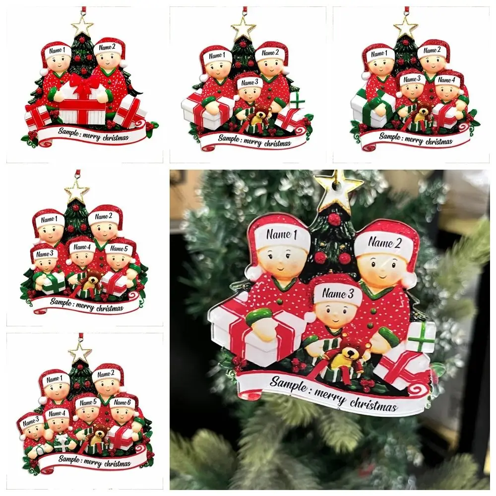 2D Christmas Family Ornament DIY Cute Snowman Flat Pendant Hand Painted Snowman Christmas Tree Hanging Ornament New Year