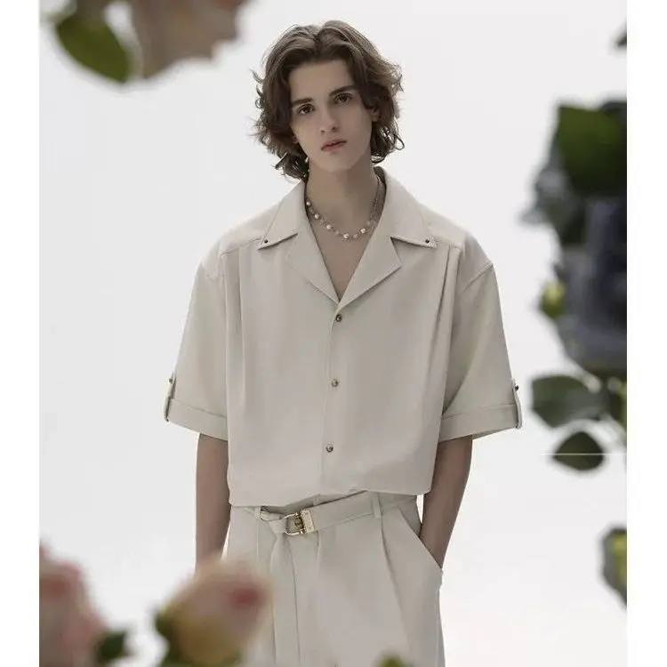 

2026 Spring New Suit Collar Casual Men's Short Sleeve Shirt Trend T-Shirt Shirt