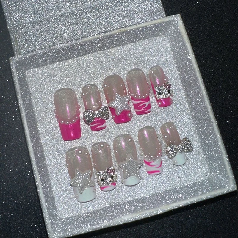 Hello Kitty Y2K Millennium Spicy Nail Patch, série Anime Sanrio, unhas postiças para meninas, dicas legais dos desenhos animados para manicure, novo