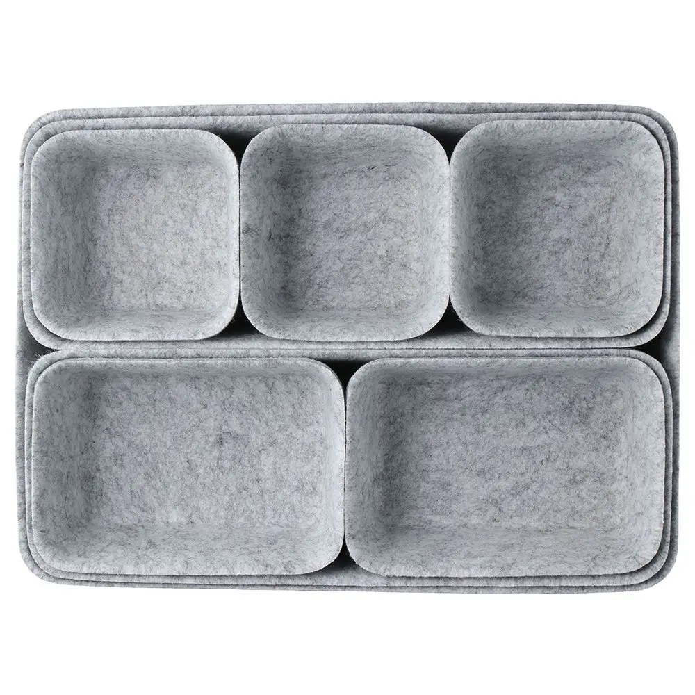 8Pcs Portable Felt Sundries Sorting Box Grey Storage Box Storage Organizer Home