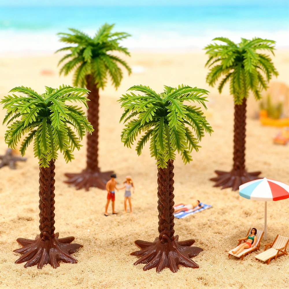 5Pcs Miniature Cocount Palm Tree Model DIY Forest Beach Park Rainforest Railroad Decor Scenery Building Landscape Accessories