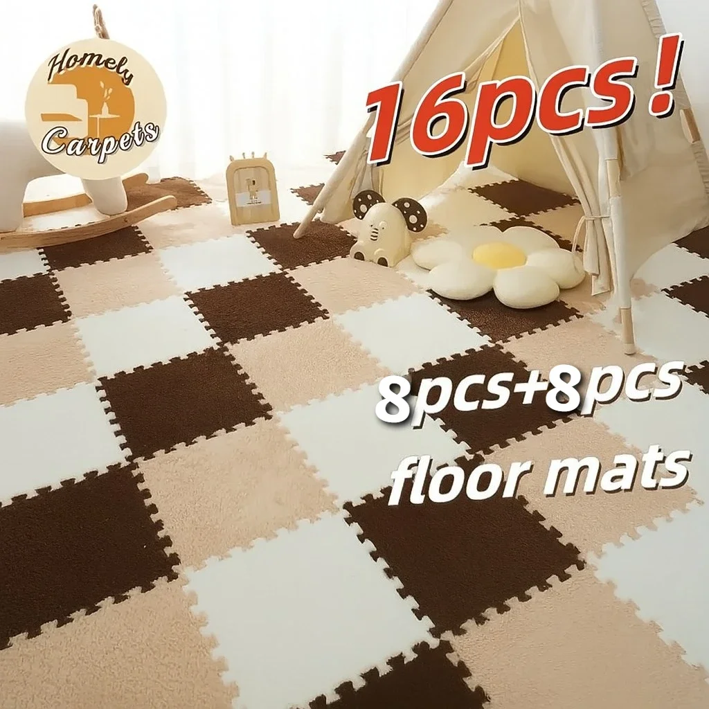 

Bedroom Living Room Carpet Baby Patchwork Crawling Mat Children's Activity Plush Floor Pad EVA Non Slip Foam Puzzle Mat