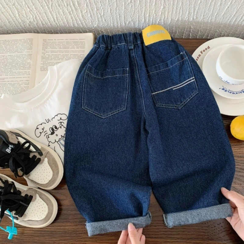 

Children's Autumn Casual Jeans Baby Boys Elastic Waist Autumn Loose Harem Pants Girls Ankle Length Loose Straight Solid Trousers