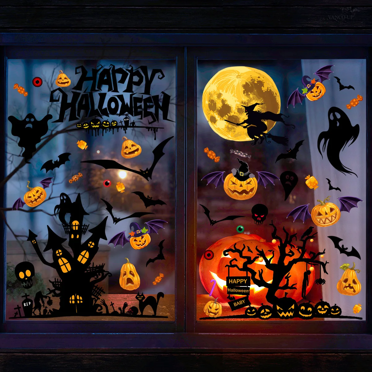 

New Halloween Bat Window Sticker Home Holiday Decoration Double-sided Visual