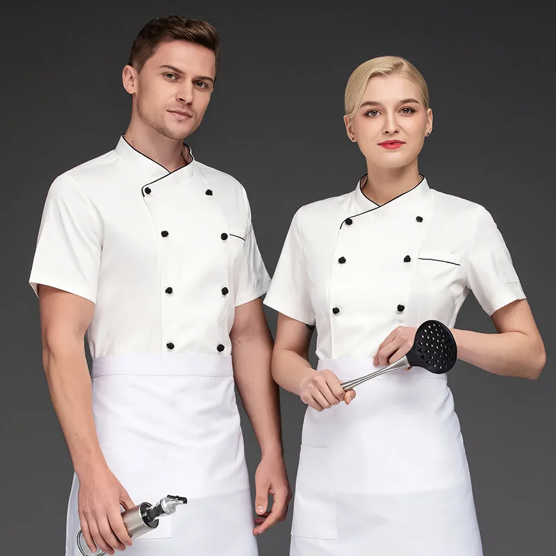 Western Restaurant Chef Overalls Short Sleeve Men's Spring and Summer Long Sleeve Dining Restaurant Rear Kitchen Breathable Mesh