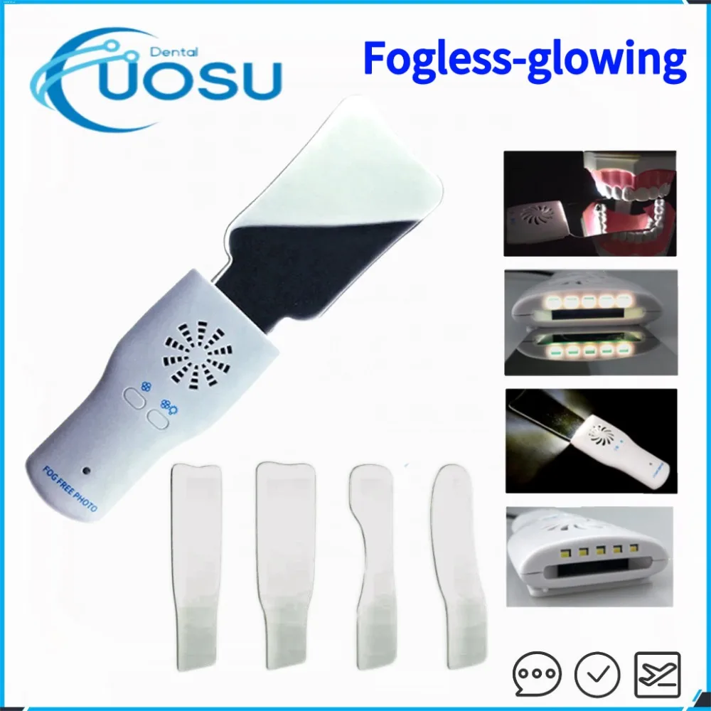 

Dental Anti-Fog Mirrors Set Mirror with LED Light Orthodontic Reflectors Fog Free Intraoral Photography Stainless Steel Dentist