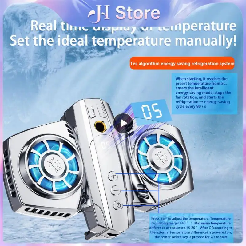 Rgb Colorful Lights Mobile Phone Radiator Dual Cooling Fan Phone Cooler With Smartphone Temperature Display