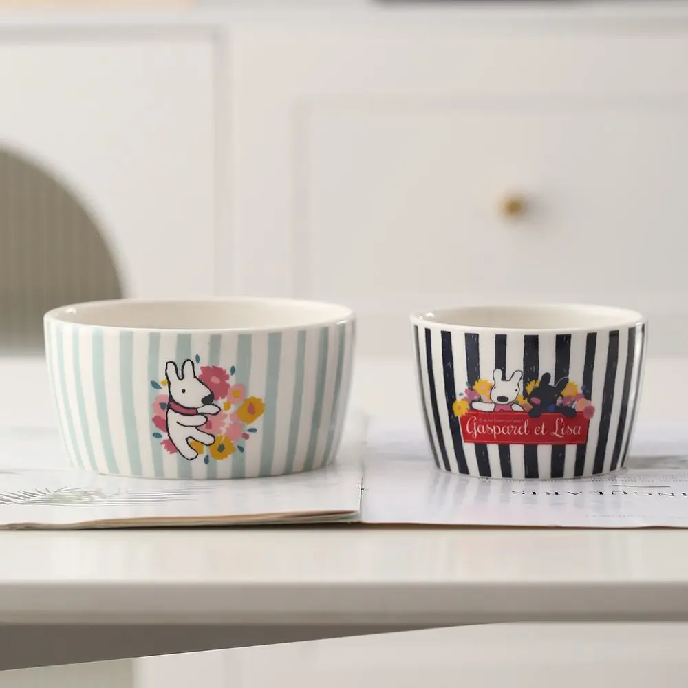 Happy Little Dog Ceramic Rice Bowl,Refrigerator Freshness Bowls,High Temperature Resistant Household Fruit Salad Bowl Set Gift