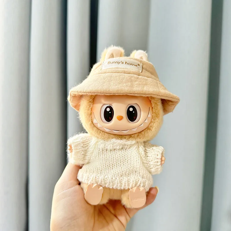 17cm Labubu I II Cute Plush Doll'S Clothes Idol Dolls Sitting Party Clothing Sweater with Hat Accessories For Korea Kpop Exo