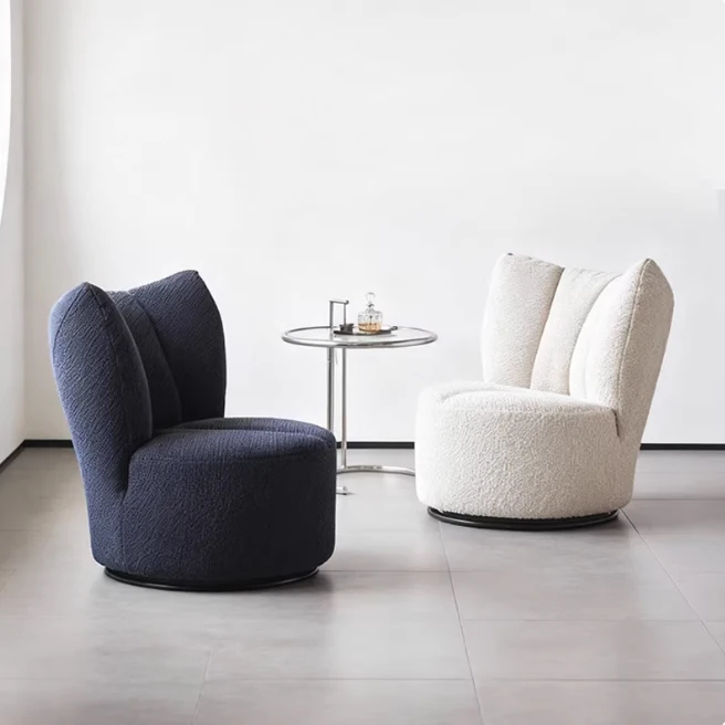 

@Mid-Century Modern Accent Chair Hotel Balcony Bedroom Reception Sofa Chair Living Room Furniture Swivel Leisure Sofa Chair