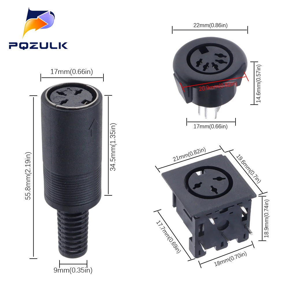 DIN 3pin4pin 5pin 6pin 7pin 8Pin Male Female Plug socket jack Solder Connector with Plastic Handle S terminal MIDI plug DIY