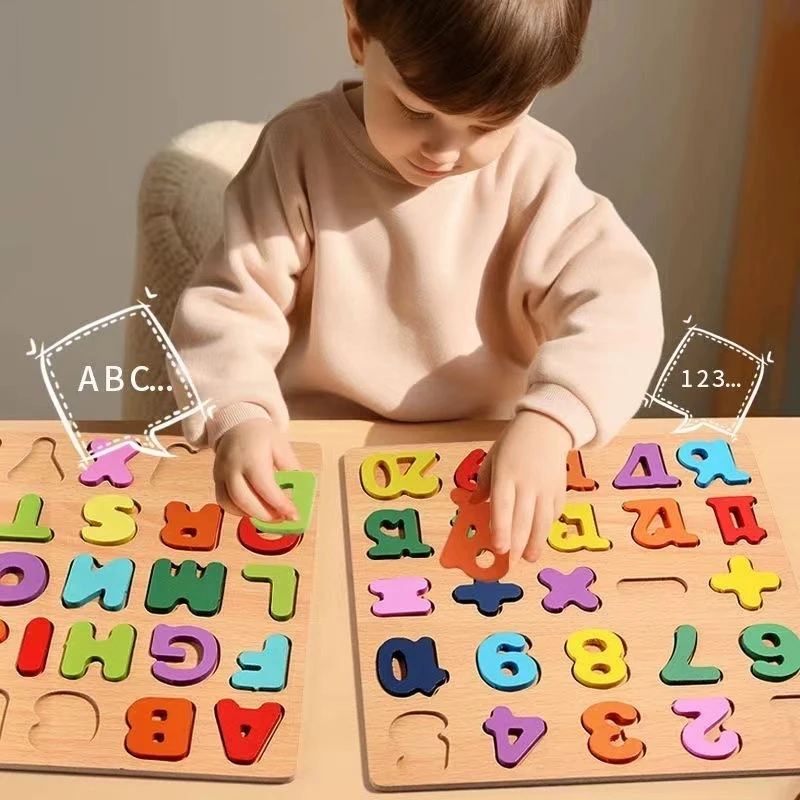 Alphabet for Children 3 Years Educational Game abc Letters Numbers Learning Wooden Puzzles Montessori Development Preschool Gift