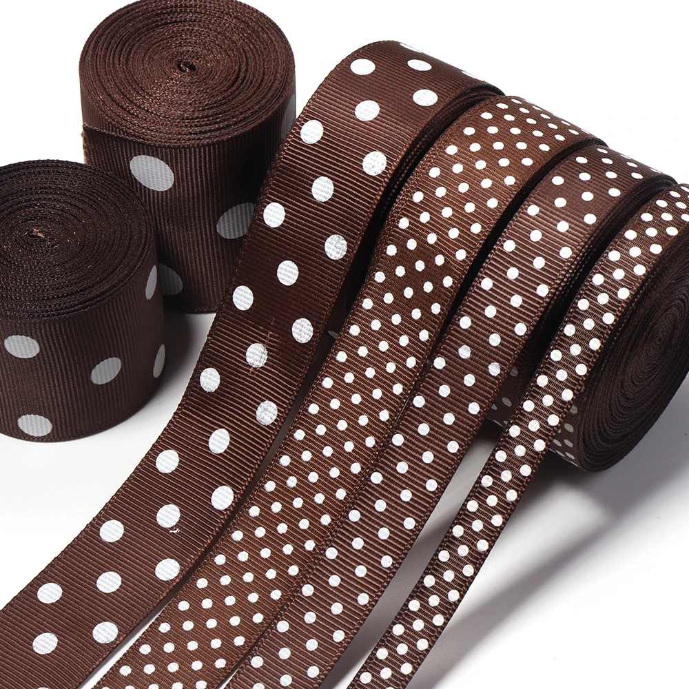 5-10Yards 10-50mm Single Face Printing Dots Polyester Satin Ribbons for DIY Christmas Halloween Gift Wrapping Wedding Decoration