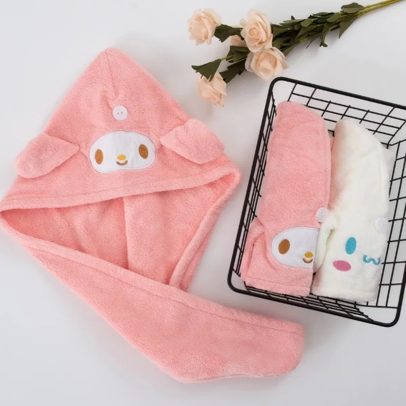 Sanrio Dry Hair Hat Anime Cinnamonroll  Melody Bath Hat Cartoon Kawaii Cute Superabsorbent Home Bathroom Towel Girls Cute Gifts