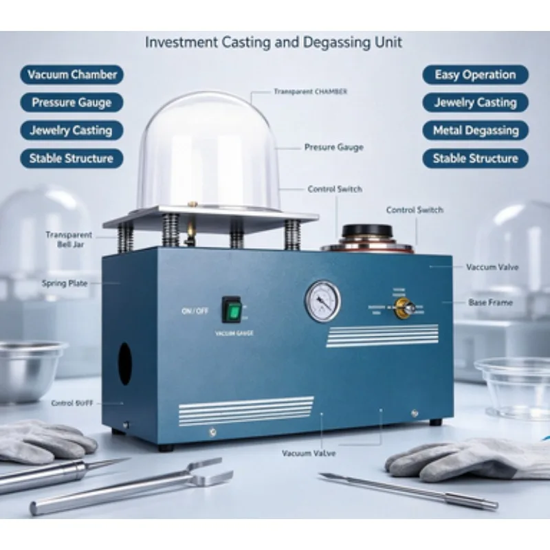 Integrated Vacuum Jewelry Casting Machine Mini Combined Suction Cast Equipment For Plaster Mold Metal Jewellery Craft Production