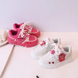 Disney Children's Casual Shoes Girl's Cartoon Cute Casual Shoes Children's Soft Sole Red White Lotso Shoes Sneakers Size 22-37