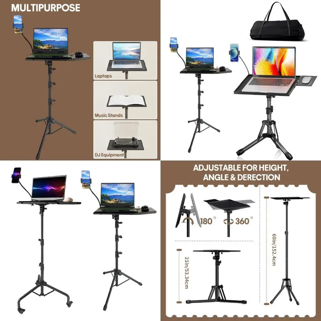 

F62C металлическая складная подставка для проектора для ноутбука, противоскользящее основание, регулируемая нагрузка 55 фунтов,