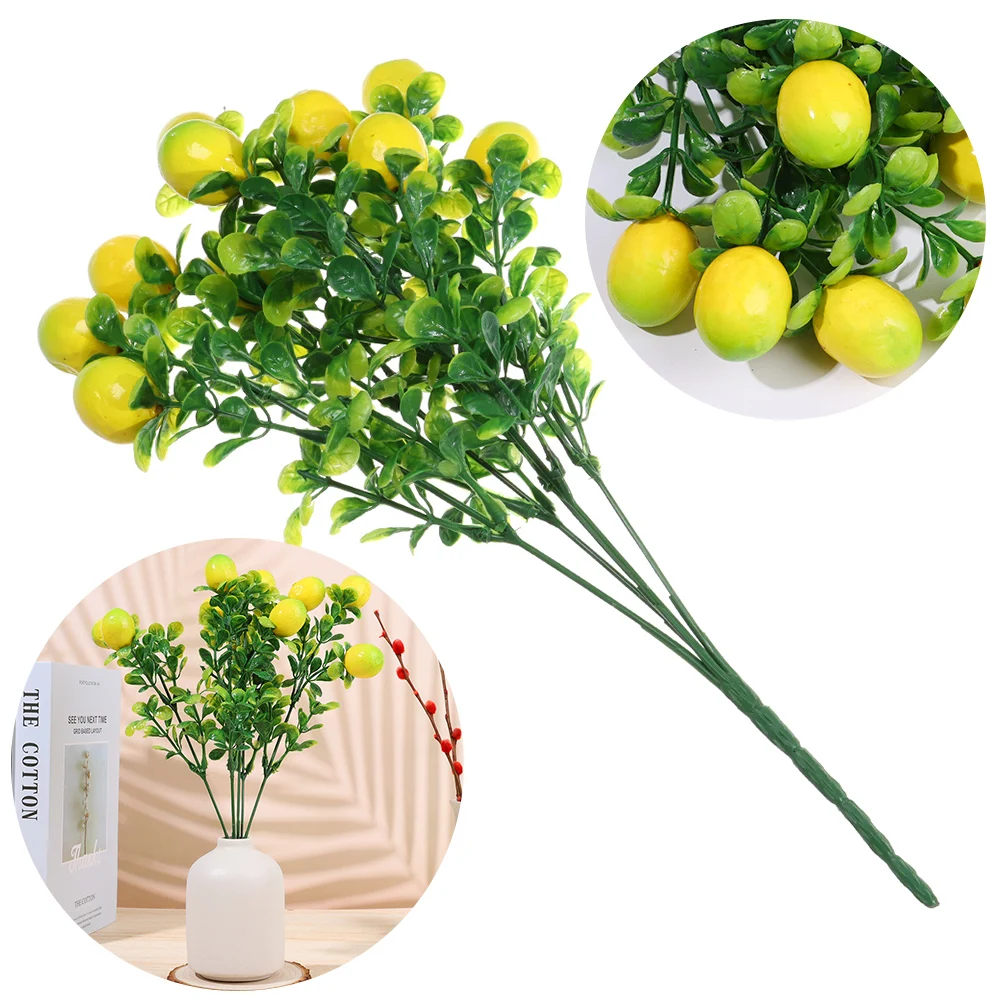 Artificial Lemon Tree with Green Leave Lemon Branch Fruit Bonsai Greenery Decoration for Home Table Centerpiece Farmhouse Garden