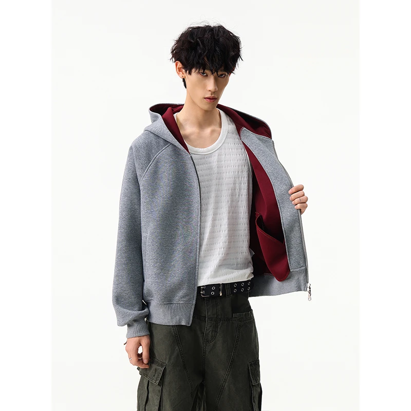 Jaqueta Moletom de Outono Masculina e Feminina: Moda Streetwear Casual, Moletom Solto com Capuz, Casaco Esportivo Curto com Capuz