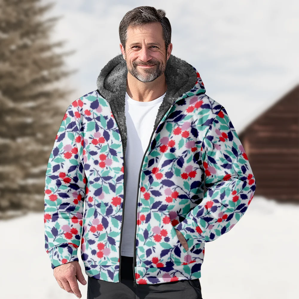 Herren-Winterjacken, Mäntel, Retro-Stil, Baumwollkleidung mit Flora-Muster, Mantel, raffinierter Normcore-Strand