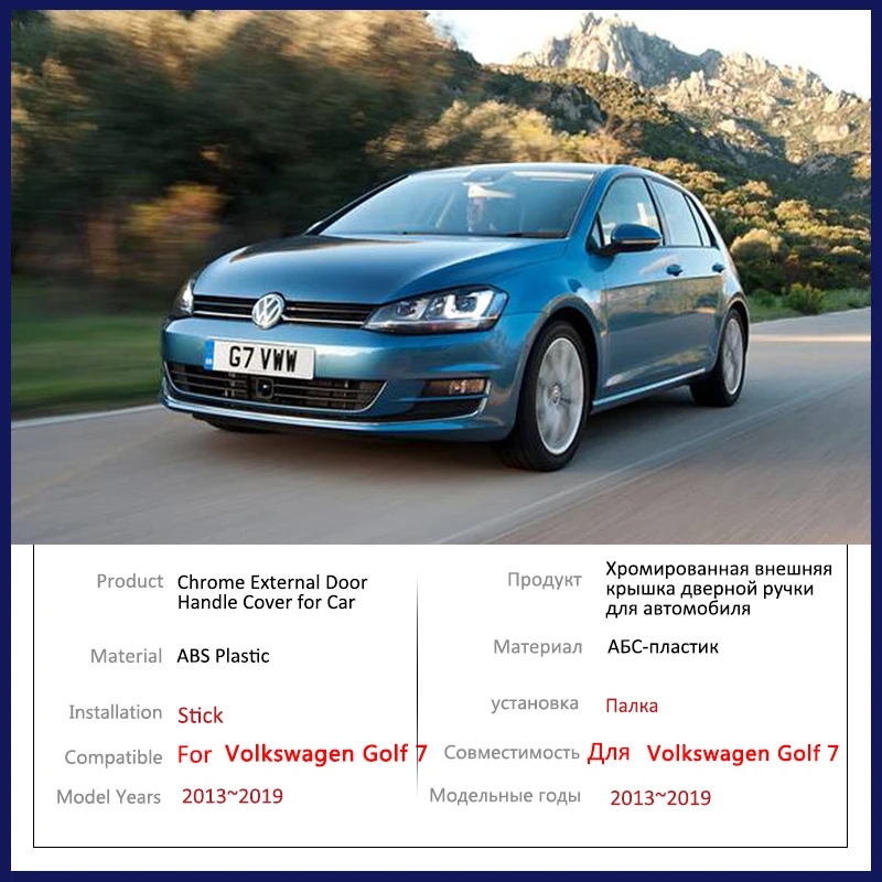 

Chrome Door Handle Cover for Volkswagen VW Golf 7 Mk7 2013~2019 Protective Styling Sticker Car Accessories Gadget 2014 2015 2016