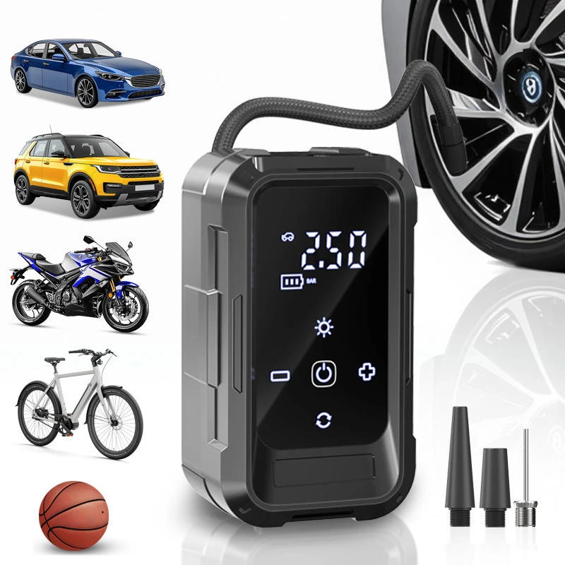 Pompa d'Aria Wireless, Compressore d'Aria Portatile, Pompa d'Aria Elettrica Digitale Intelligente per Auto, Moto e Biciclette