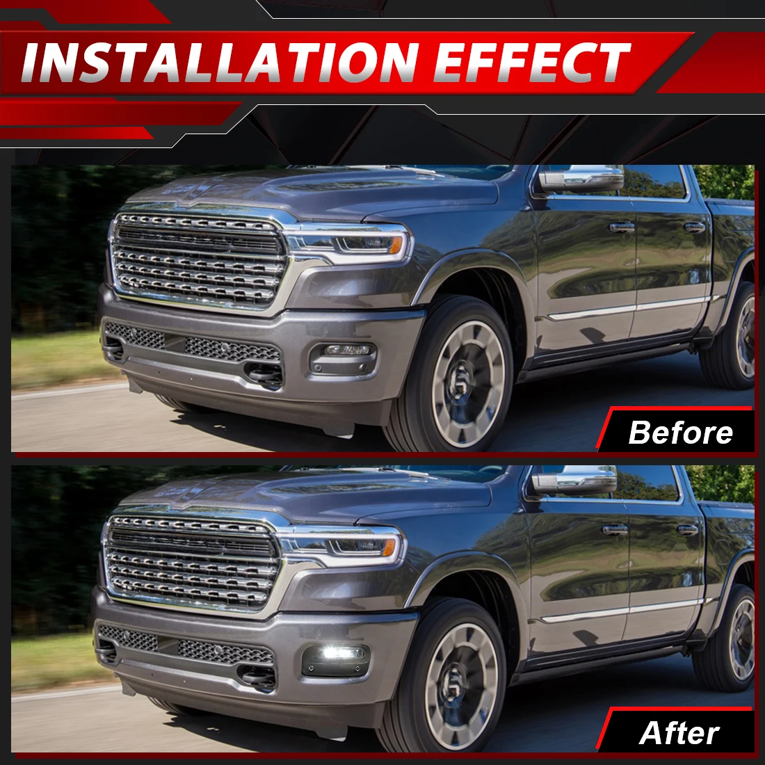 For Dodge Ram 1500 2025 2026 LED Fog Light Kit Front Bumper Daytime Running Light Driving Light DRL Daylight Car Accessories 12V - view 6