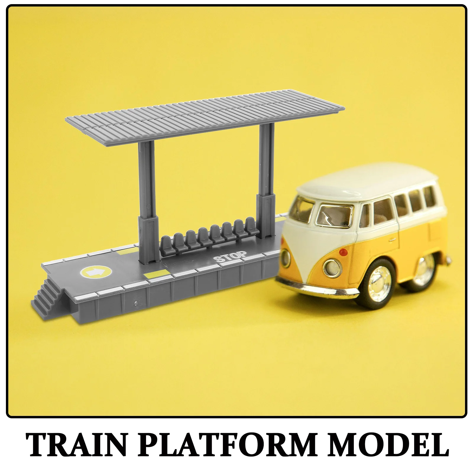 4 قطعة منصة محطة السكك الحديدية ذاتية الصنع من البلاستيك الواقعي للأطفال ملحقات بناء القطار المحاكاة دعامة محطة اللعب #2