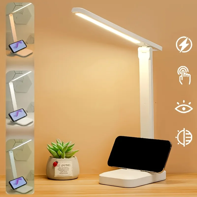 Portable Touch Table Lamp USB Rechargeable Led Desk Lamp Student Reading Touch Bedside Dimming Night Light Eye Protection