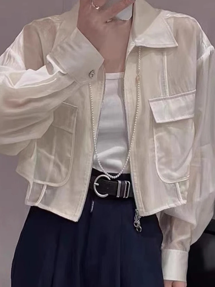 الكورية Sle طويلة Sve سستة تصميم لون نقي كيت المضادة للأشعة فوق البنفسجية أعلى فضفاض Faionable ملابس خارجية مكافحة الشيخوخة العصرية Jaet #5