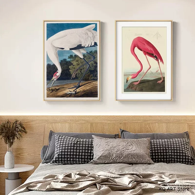 1PCS frameless Vintage Bird Prints Retro Animal Art Natural History Canvas Paintings HD Pictures Wall Art For Living Room Home D