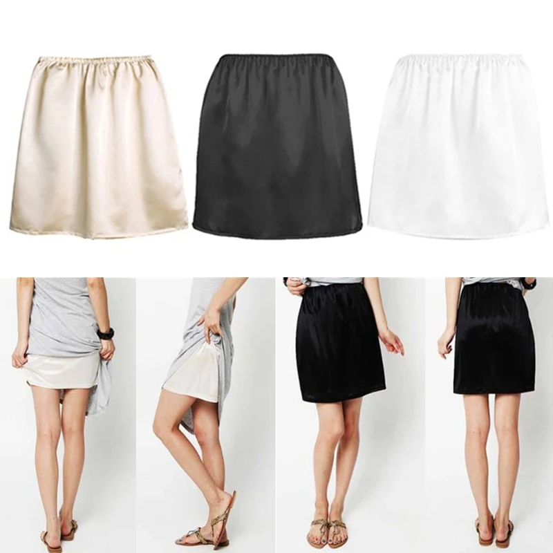 

Summer Slips Women's Casual Mini Skirts.Ladies Basic Skirt Underdress Vestidos Loose Half Slips Petticoat Underskirt