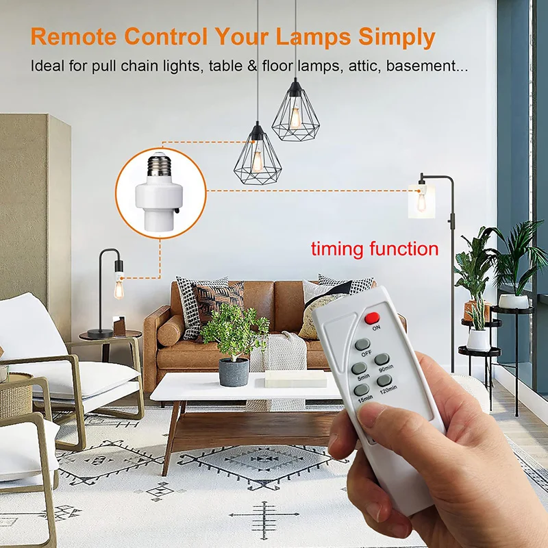 E27 AC85-265V Infrared Smart Convertible LED Lampholder Wireless Remote Control Smart Timer Light Bulb Socket Adapter Converter