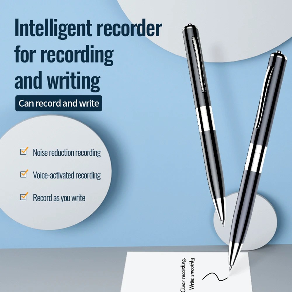 Digital Activated Pen 360 Sound Audio Activated Dictaphone Recording Device Voice Controlled Audio Recorder Pen for Meetings