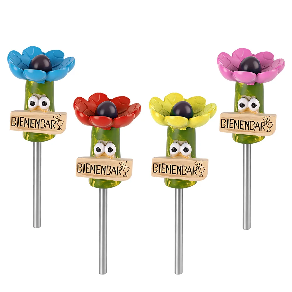 4 Stück Blumenförmige Bienen-Tränkebecher, Bienenbewässerungsstation für den Garten, Bienen- und Schmetterlings-Outdoor-Futterstation Gartendekoration