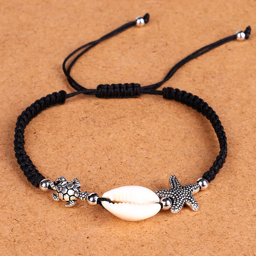 

3Pcs Handwoven Bracelet Colorful Adjustable Shell Wrist Rope Stylish Simple Women Woven Chain Gift for Daughter Grandchild