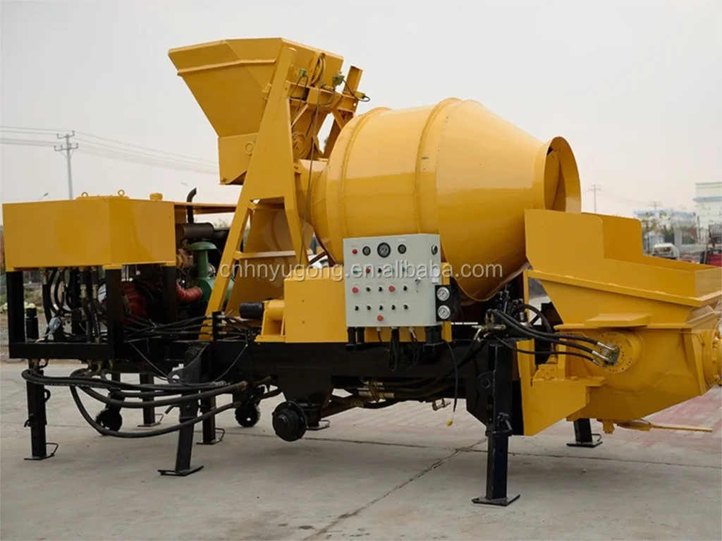 YUGONG Trailer Mounted Concrete Mixing Pump With Electric Motor Mobile Ready Concrete Mixer Long Power Tank JBT30