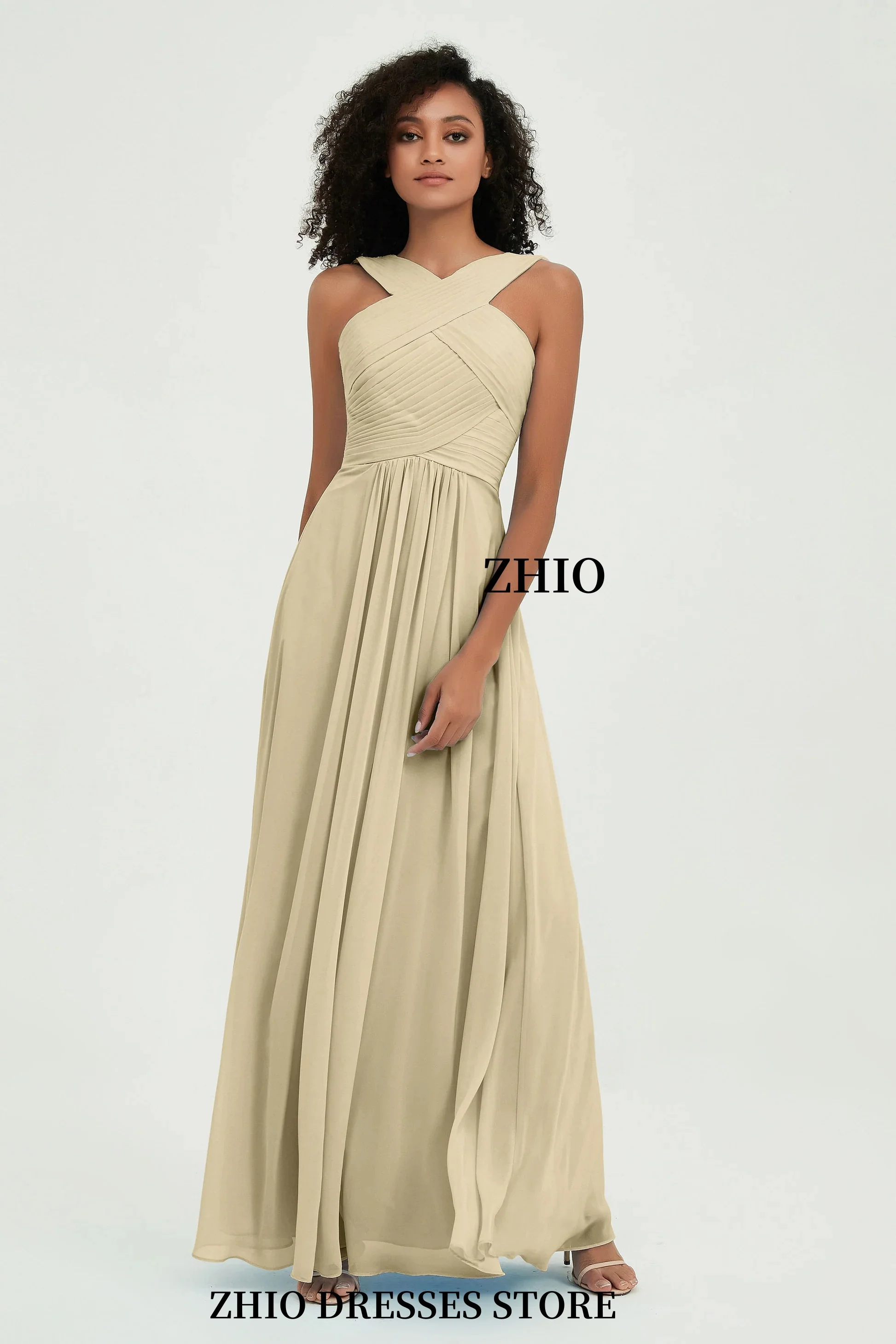 ZHIO – robe de demoiselle d'honneur de mariage romantique, ligne a, en mousseline de soie, col à bretelles, robe de Cocktail pour événement spécial, personnalisée