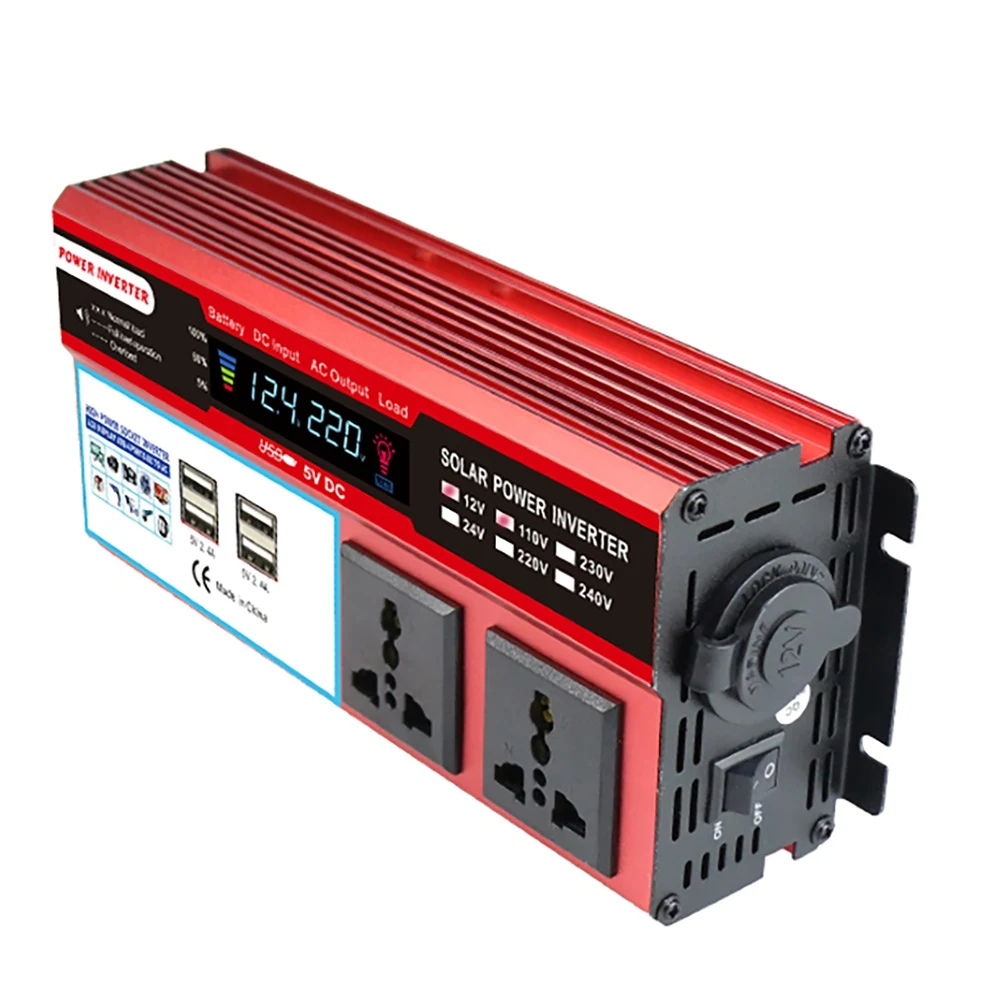 4000W Car Power Inverter Sine Wave DC 12V to AC 110V 120V Solar Converter 4 USB Converter for Car RV