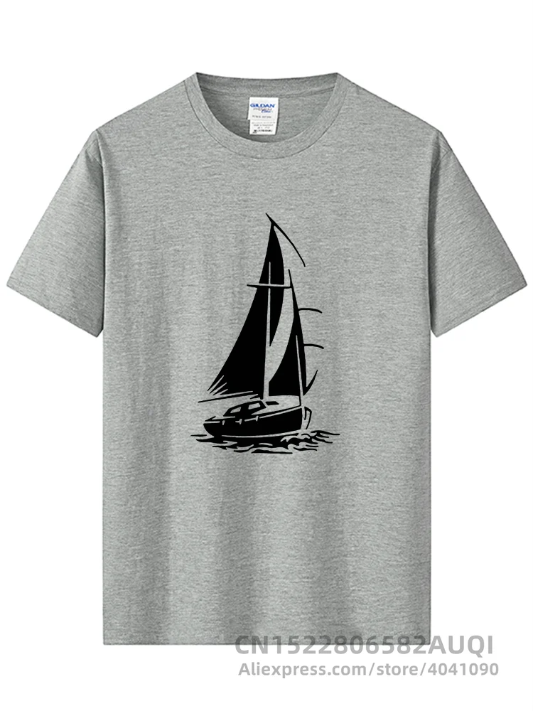 Men\'s T Shirt Funny Yacht Boat Ship Sea Ocean Waves Casual Loose Handsome raglan Short Sleeve O Neck Cotton Men Shirts Tee Tops