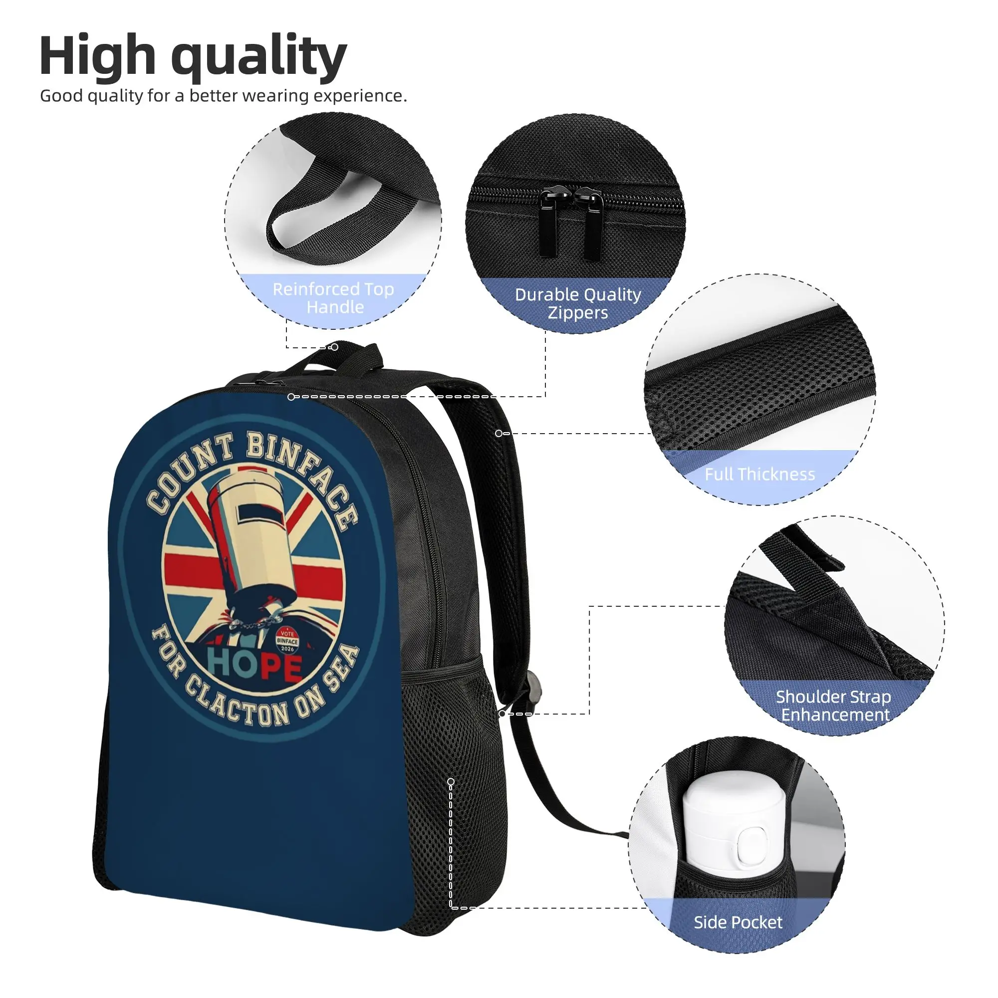 Count Binface,  Vote Binface, Count Binface for Clacton on Sea  Backpack for Men  School Daypack  Laptop Shoulder Bag Sports