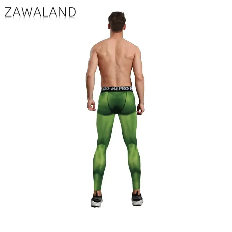 Zawaland أداء الهالوين خارقة تأثيري هالك ضغط الجوارب الرجال العضلات طباعة السراويل تجريب اللياقة البدنية بنطلون CNRJU56 #3