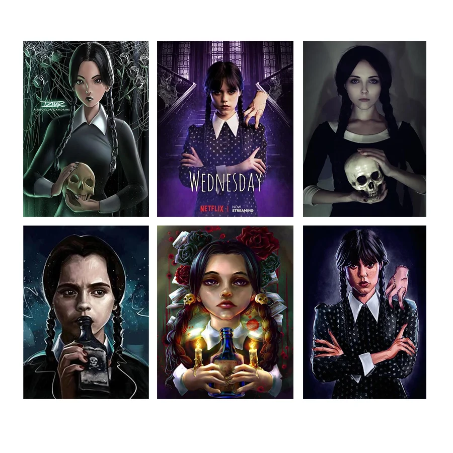 Wednesday Addams Family DIY 5D Diamond Painting Halloween Horror Movie Diamond Mosaic Full Drill Embroidery Home Decor Wall Art