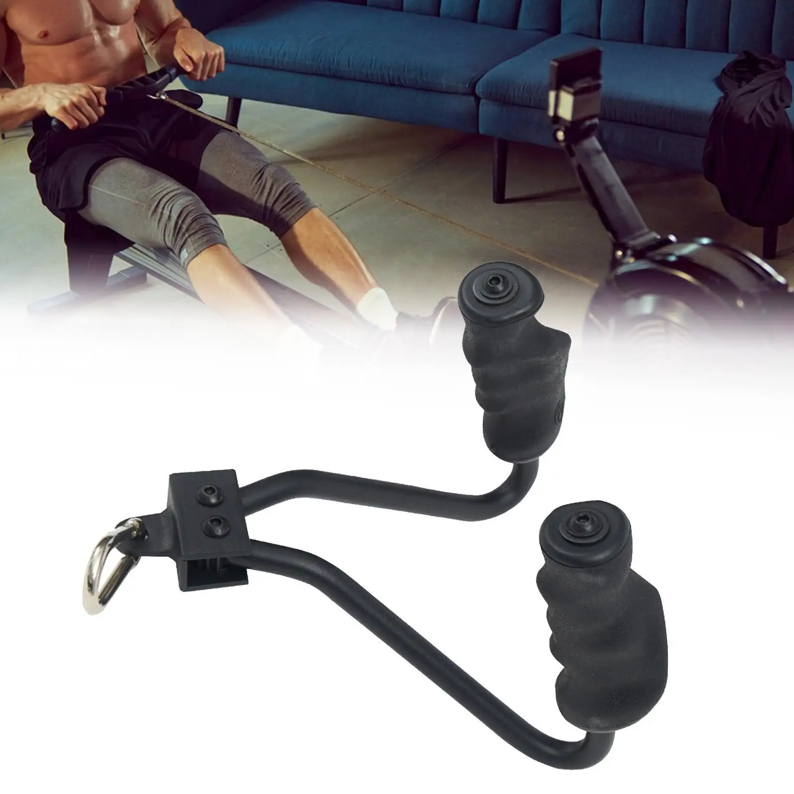 Double Row Handle Cable Attachment Women Men Home Gym Exercise Pulley Handle